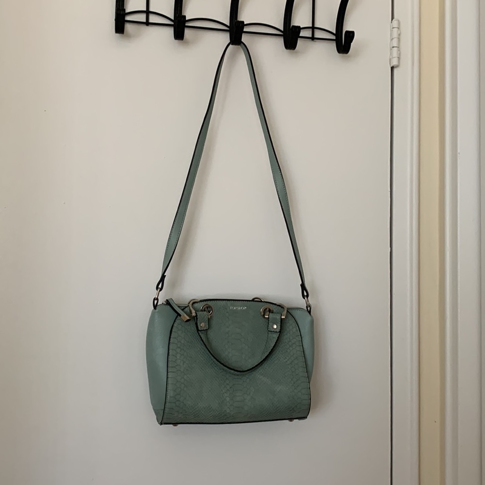 Topshop Mint Snakeskin Crossbody Purse